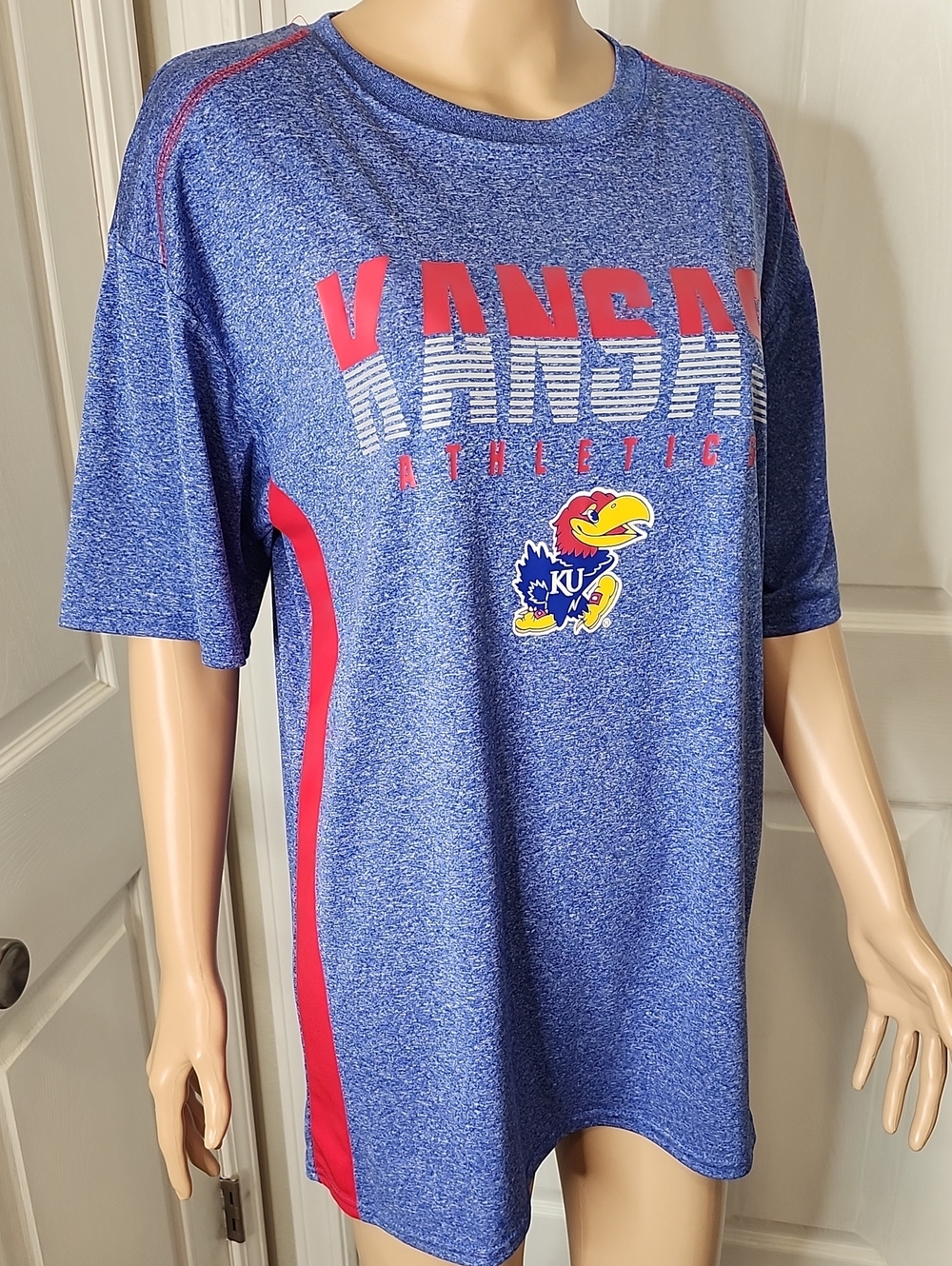 New Champion Blue and Red Kansas Athletic KU Jayhawks Graphic Tee